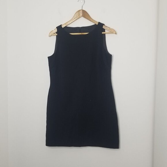 Petite Black Sheath Business Casual Mini Zipper Back Lined Sleeveless Sz 6P - Picture 1 of 8